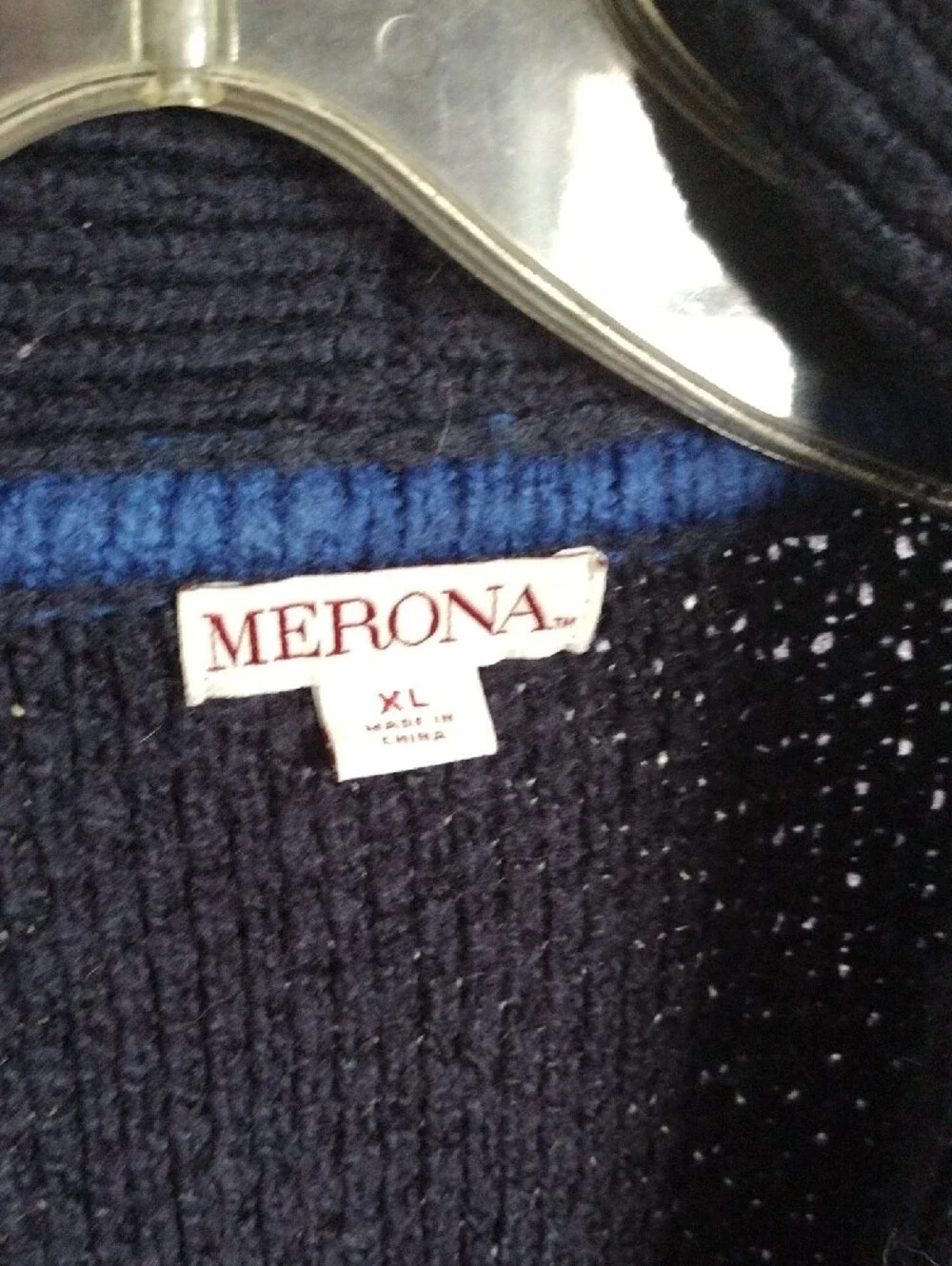 Merona Navy Shawl-Collar Cardigan with Nordic Accents And Sash XL